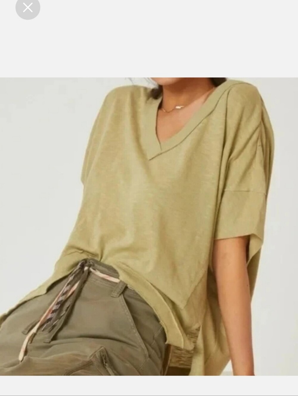 Anthropologie Pilcro Relaxed V-Neck Women's Top in Olive Green